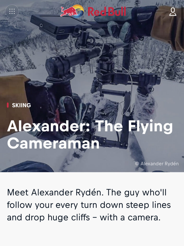 Alexander Ryden, Flying Cameraman, Red Bull